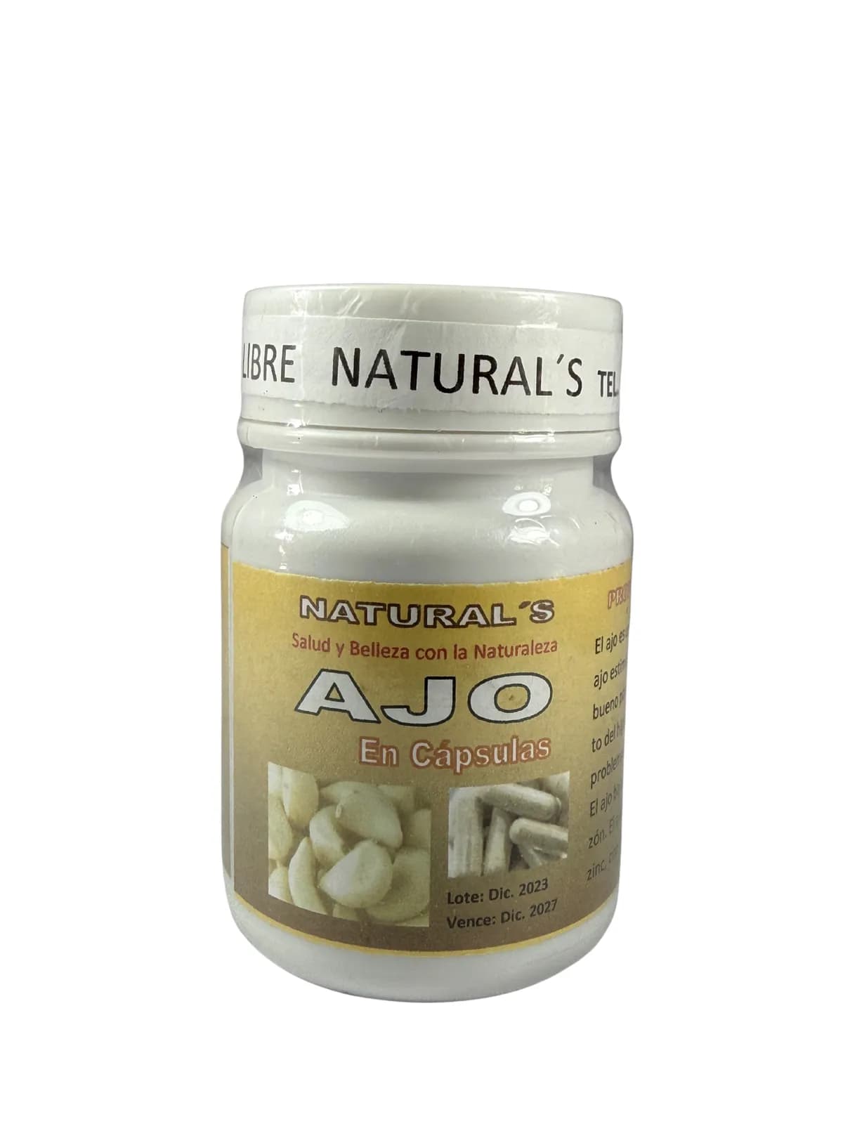 Capsulas Ajo, presentación 100 caps.