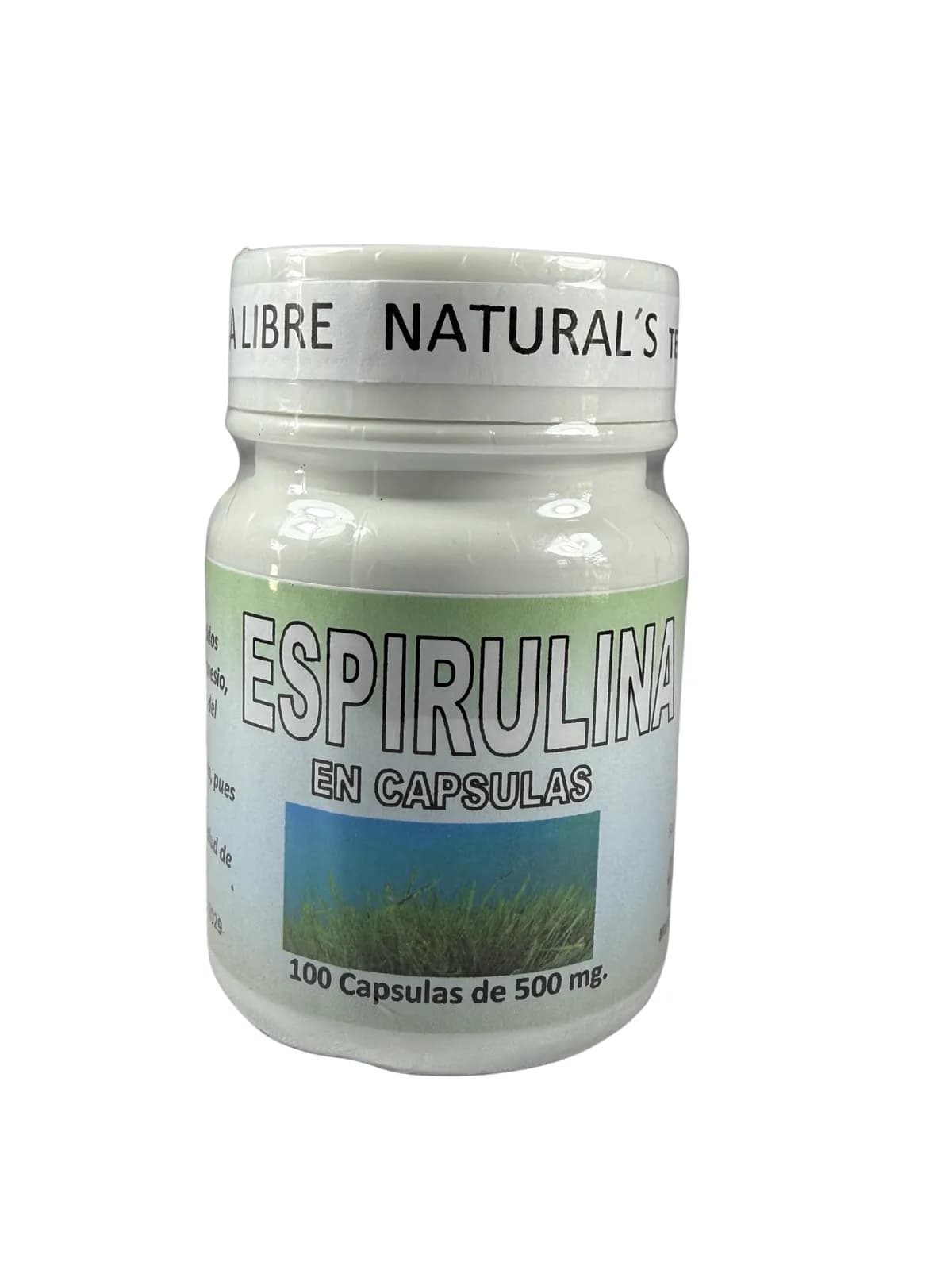 Capsulas Espirulina, presentación 100 caps.